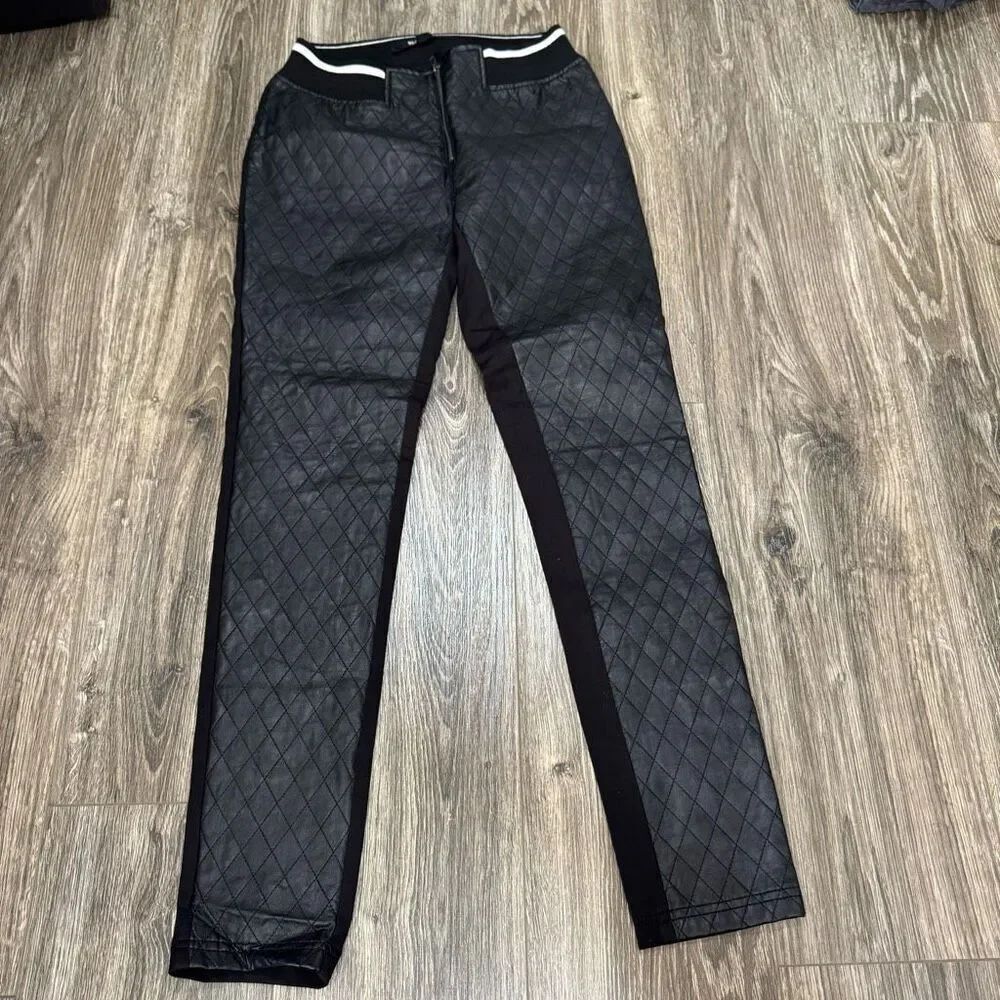 Buffalo David Bitton Faux Quilted Leather Pants Black